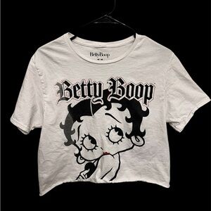 Betty Boop Graphic Cropped Tee Black White Y2K Baby Tee Medium